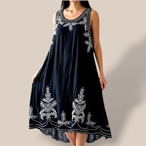 🏖️Beach By Exist Soft Flowy Black & White Summer Beach Sundress